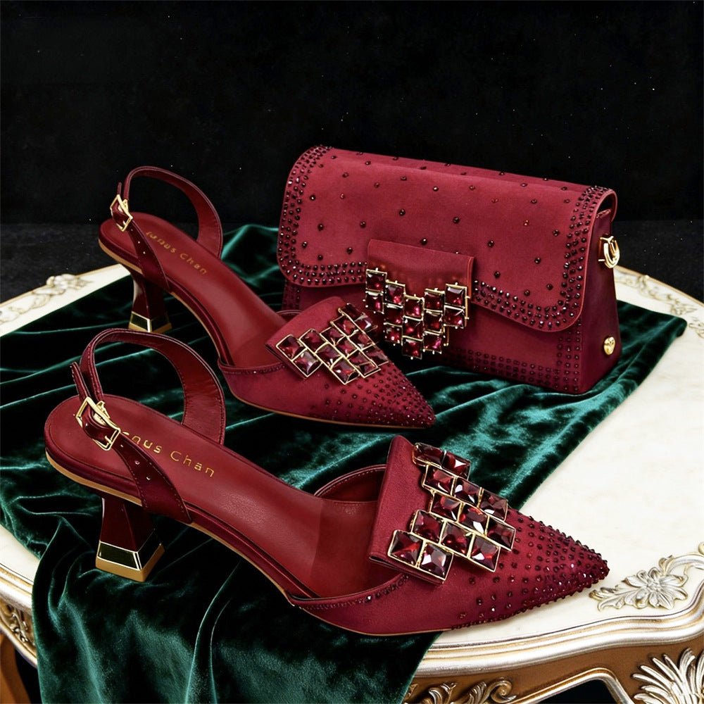 Ensemble femme chaussures et sac avec boucle en strass exquis - Chic et glamour! - IVOIRART.COM