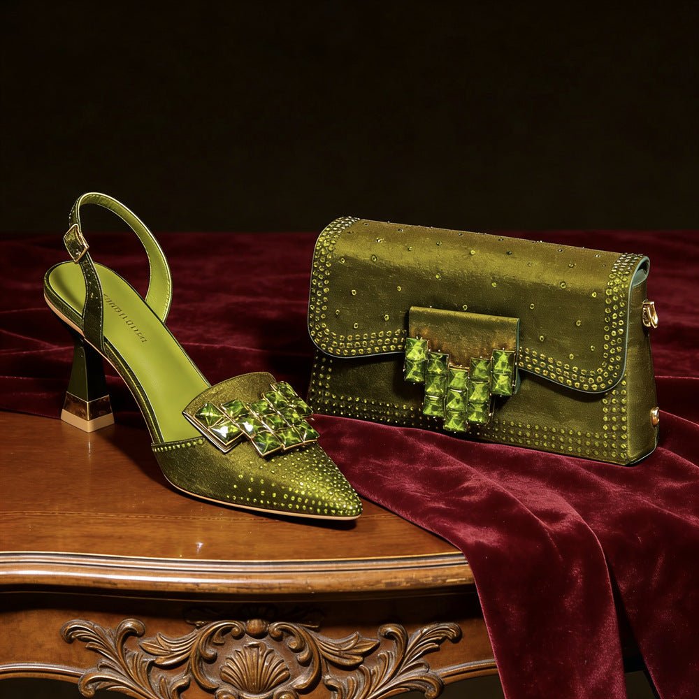 Ensemble femme chaussures et sac avec boucle en strass exquis - Chic et glamour! - IVOIRART.COM
