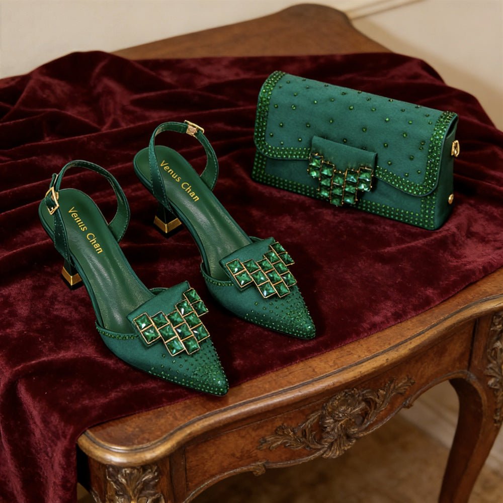 Ensemble femme chaussures et sac avec boucle en strass exquis - Chic et glamour! - IVOIRART.COM