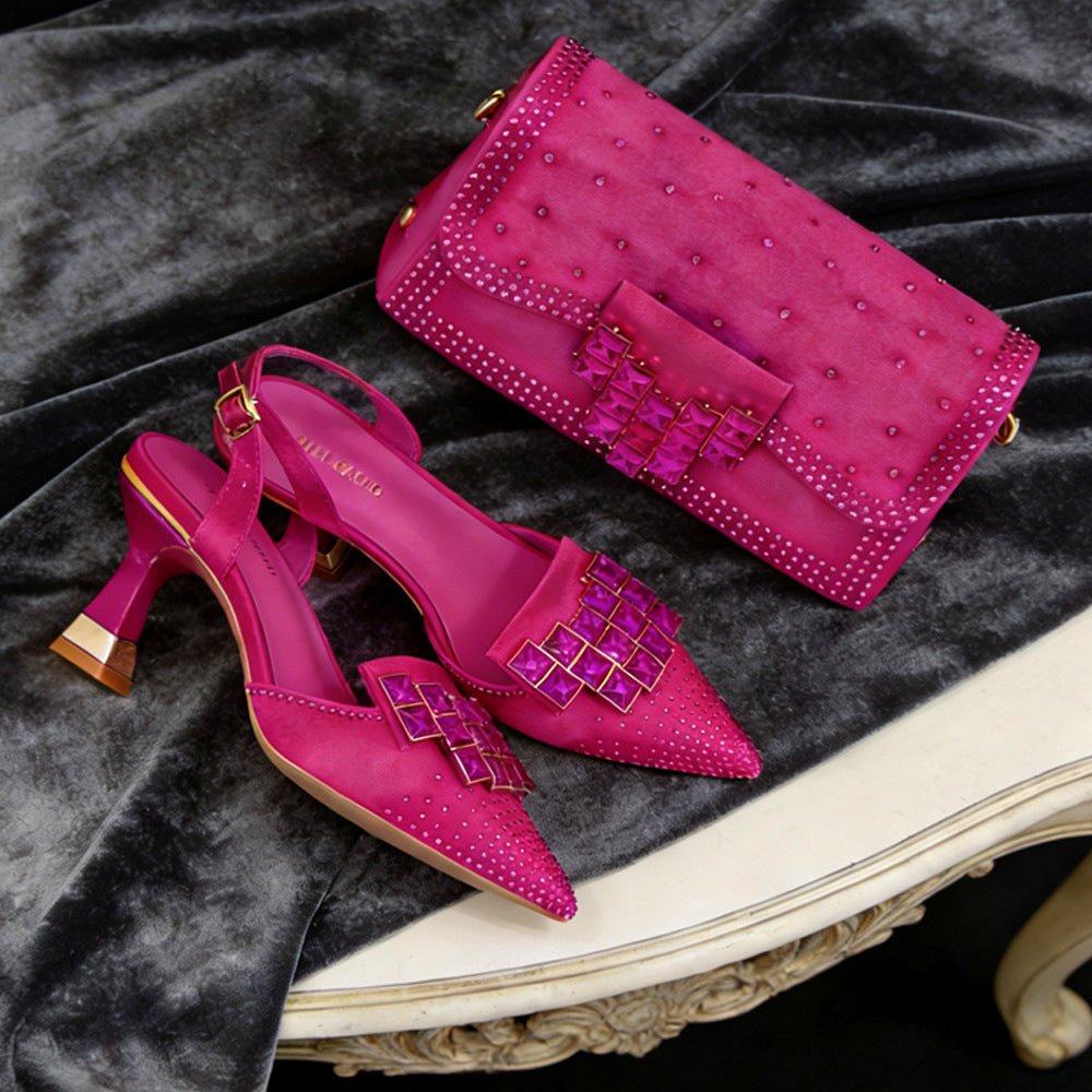 Ensemble femme chaussures et sac avec boucle en strass exquis - Chic et glamour! - IVOIRART.COM