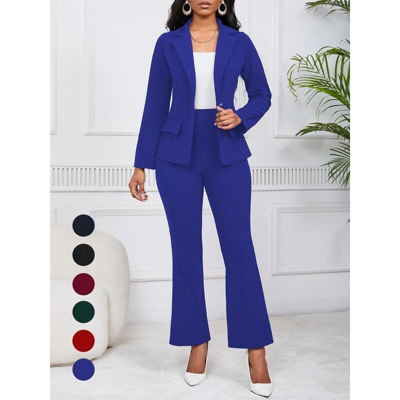 Ensemble Femme Tendance Blazer Uni et Pantalon de Costume Élégant 80 caractères - IVOIRART.COM