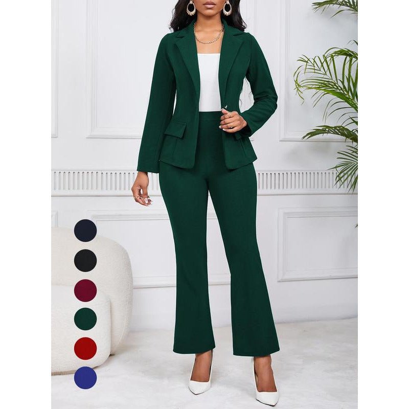 Ensemble Femme Tendance Blazer Uni et Pantalon de Costume Élégant 80 caractères - IVOIRART.COM