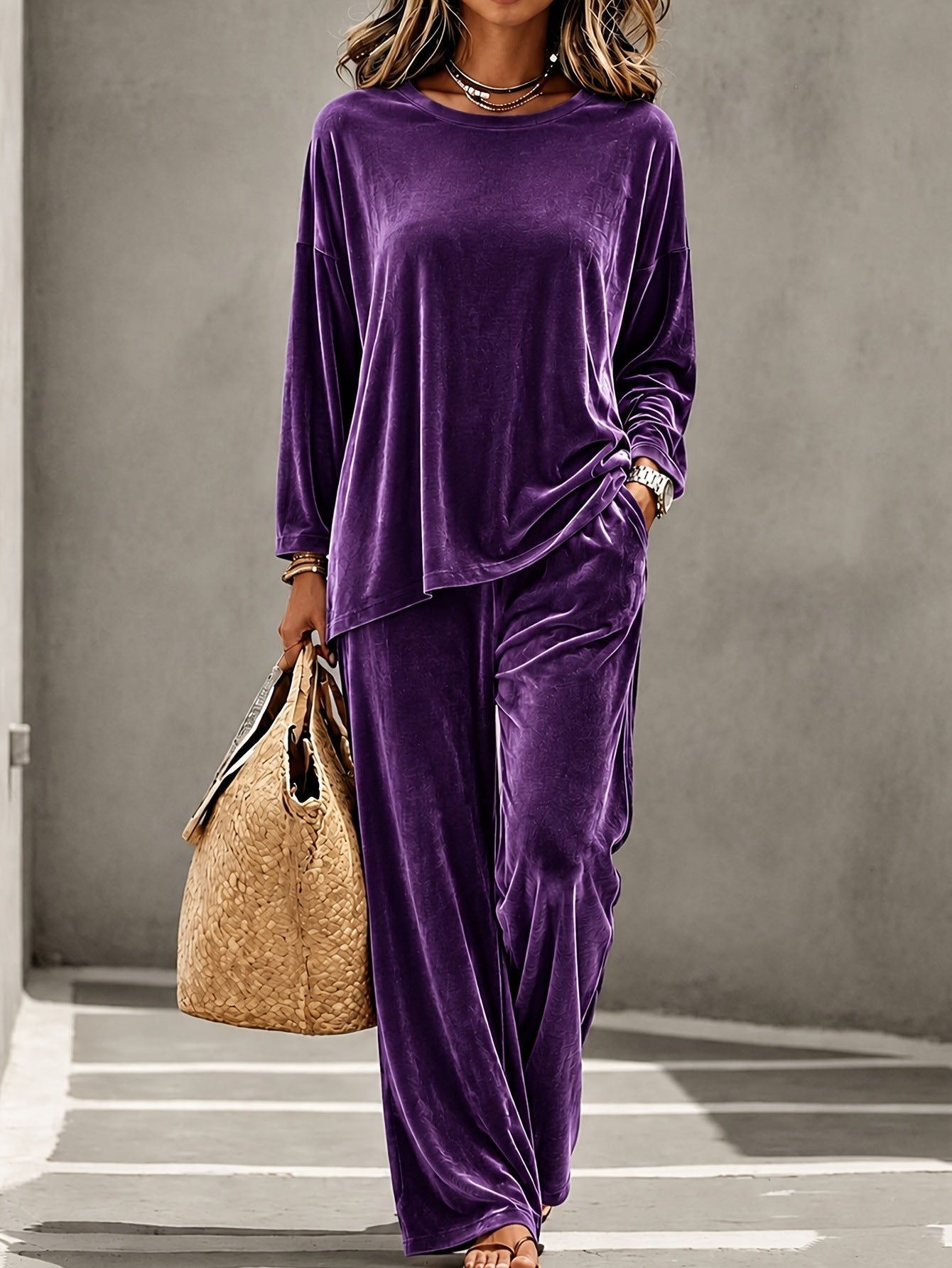 Ensemble femme velours multi-couleur élégant décontracté pour printemps automne! - IVOIRART.COM