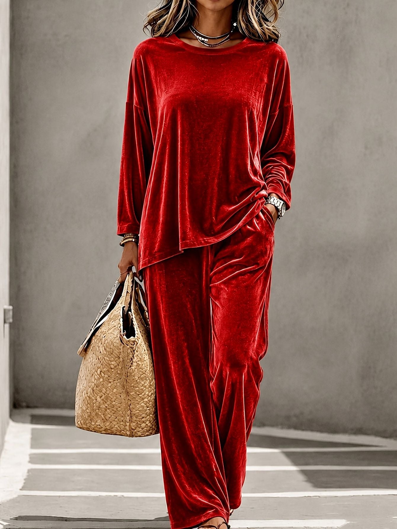Ensemble femme velours multi-couleur élégant décontracté pour printemps automne! - IVOIRART.COM