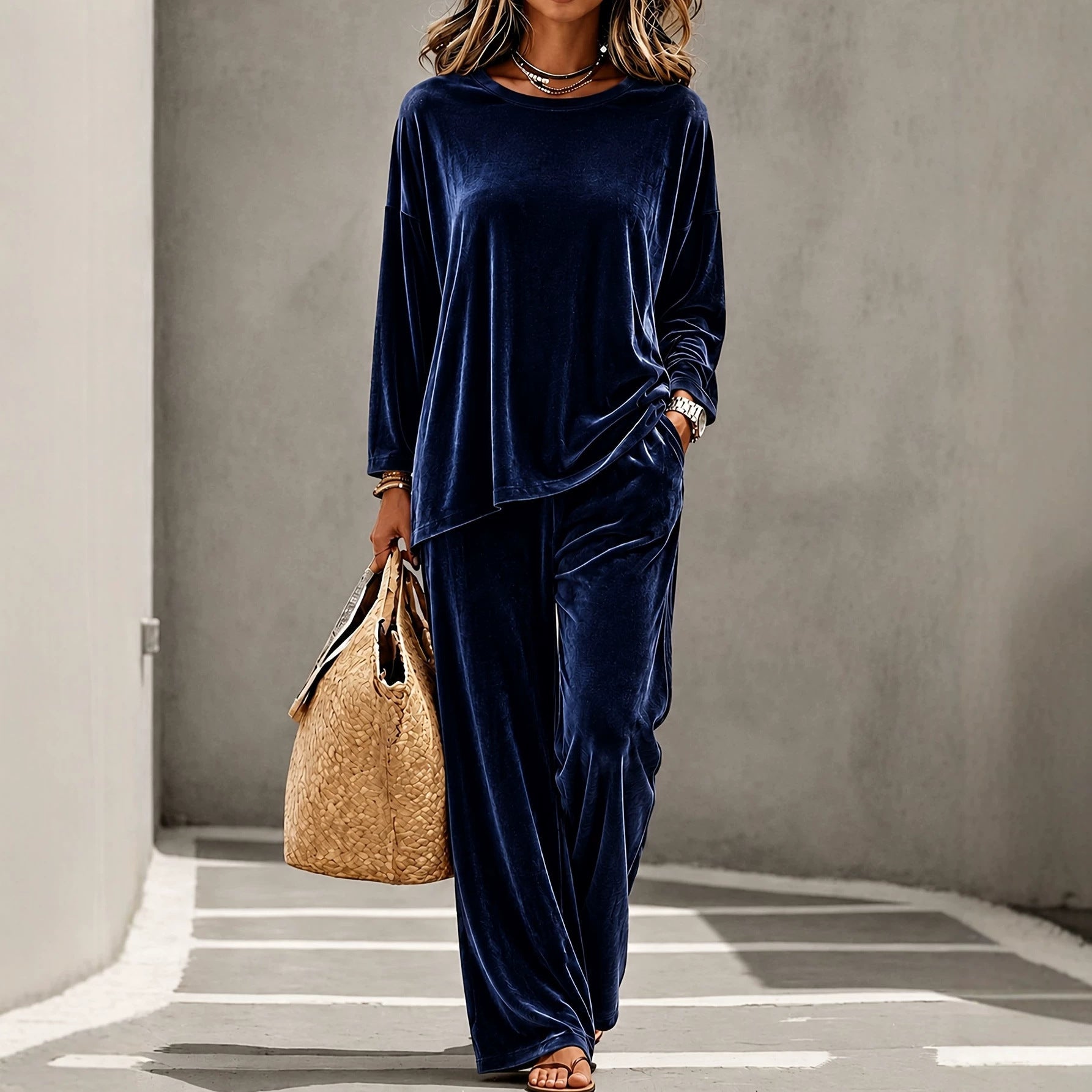 Ensemble femme velours multi-couleur élégant décontracté pour printemps automne! - IVOIRART.COM