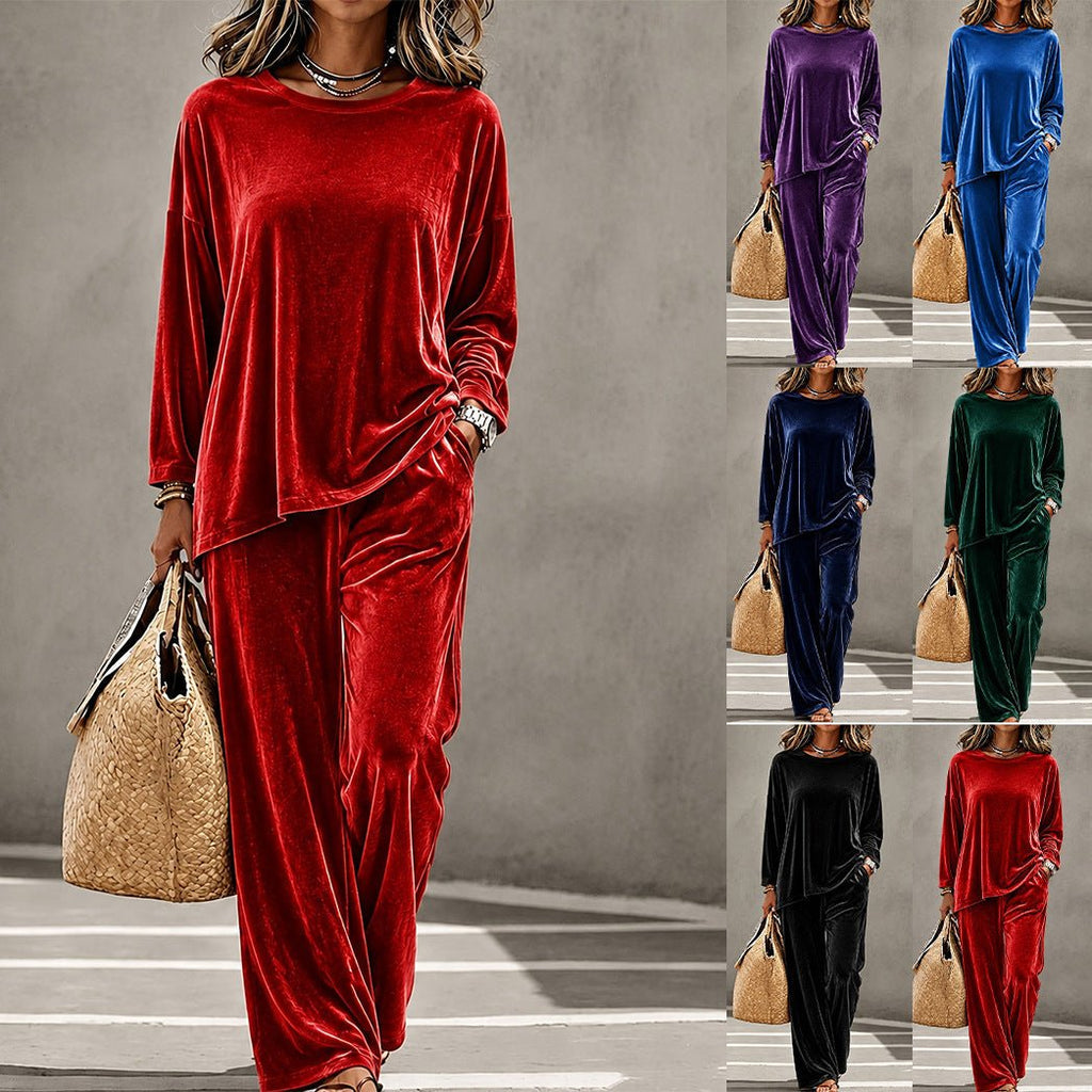 Ensemble femme velours multi-couleur élégant décontracté pour printemps automne! - IVOIRART.COM