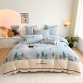 Ensemble Forest 60 coton peigné long - staple brossé quatre pièces broderie épaisse - IVOIRART.COM