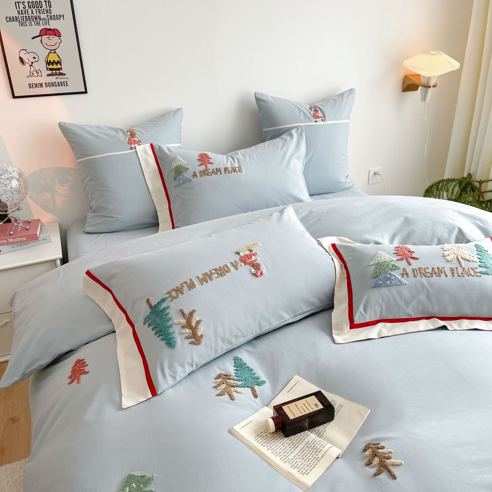 Ensemble Forest 60 coton peigné long - staple brossé quatre pièces broderie épaisse - IVOIRART.COM