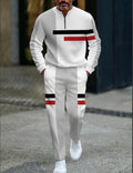 Ensemble homme casual manches longues haut et pantalon patte demi-ouverte zippés - IVOIRART.COM