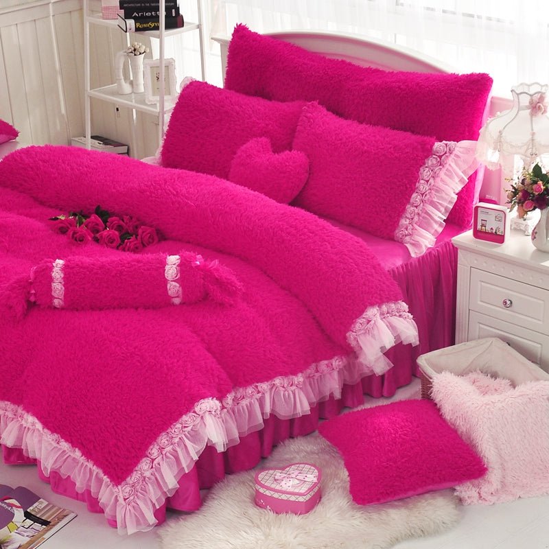 Ensemble literie 4 pièces cachemire polaire corail chaud automne-hiver 1,8/1,2m - IVOIRART.COM