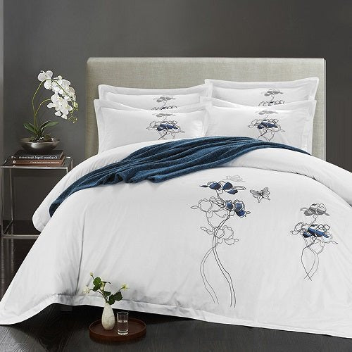 Ensemble literie coton 4 pièces, 100% coton, sergé, impression réactive première - IVOIRART.COM