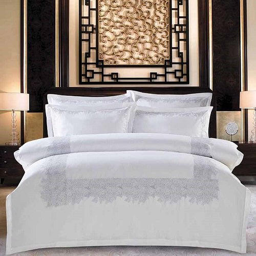 Ensemble literie coton 4 pièces, 100% coton, sergé, impression réactive première - IVOIRART.COM
