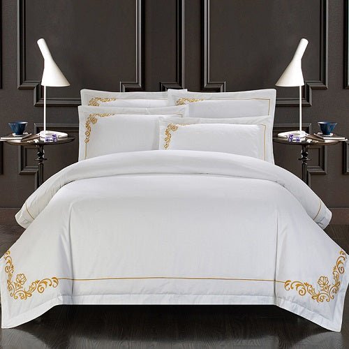 Ensemble literie coton 4 pièces, 100% coton, sergé, impression réactive première - IVOIRART.COM