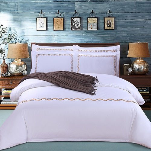 Ensemble literie coton 4 pièces, 100% coton, sergé, impression réactive première - IVOIRART.COM