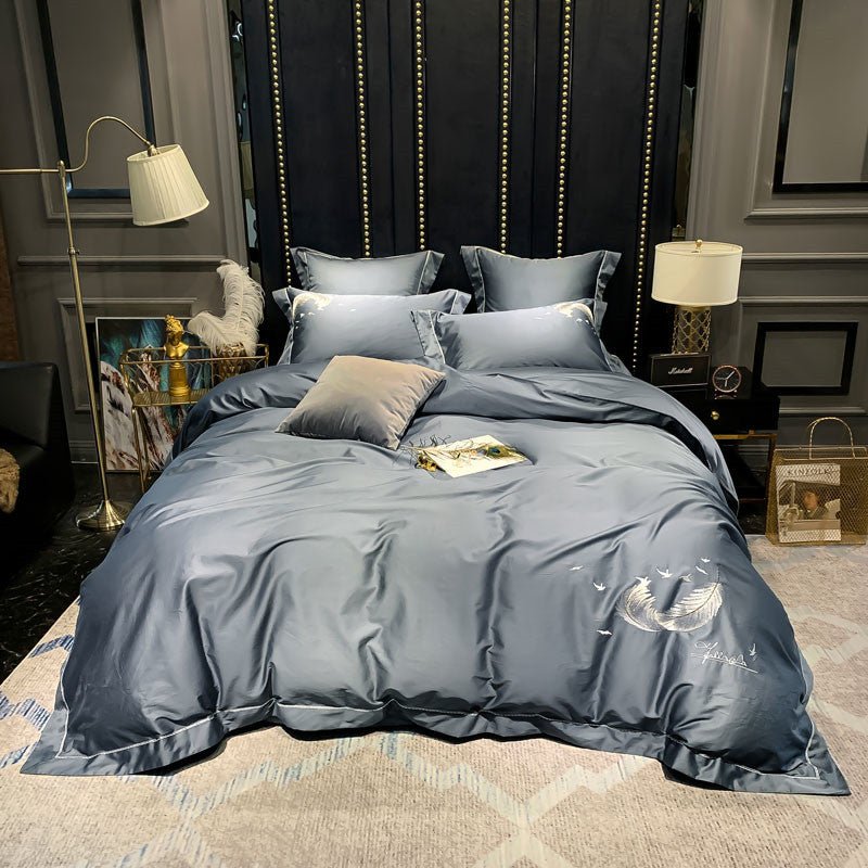 Ensemble literie coton égyptien soyeux luxe plume 1.5m - Housse de couette King - IVOIRART.COM