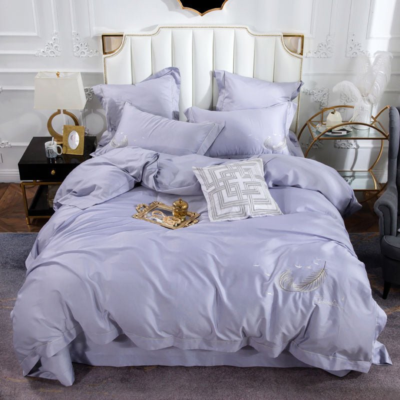 Ensemble literie coton égyptien soyeux luxe plume 1.5m - Housse de couette King - IVOIRART.COM