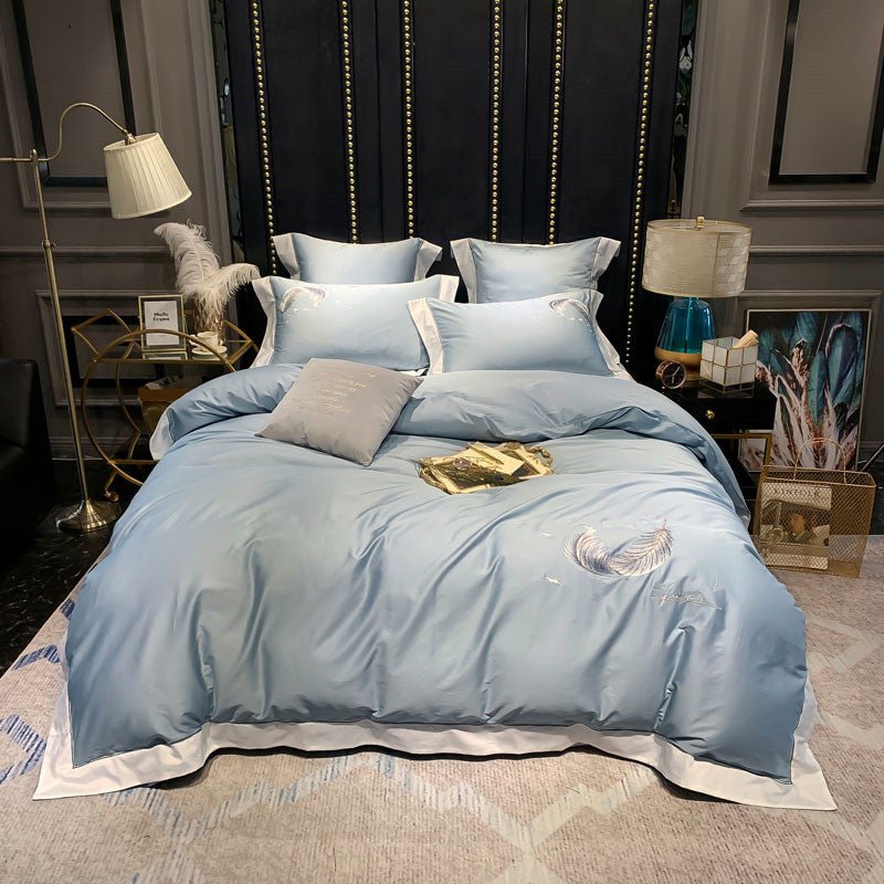 Ensemble literie coton égyptien soyeux luxe plume 1.5m - Housse de couette King - IVOIRART.COM