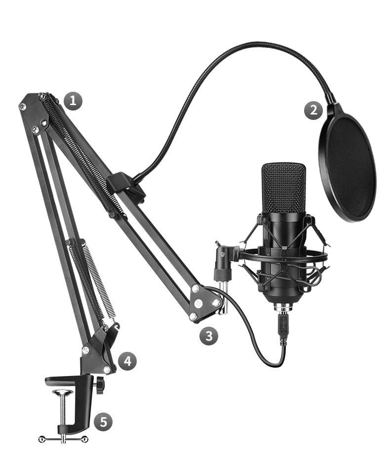 Ensemble microphone BM-700 condensateur noir avec support métal et haute fidélité - IVOIRART.COM