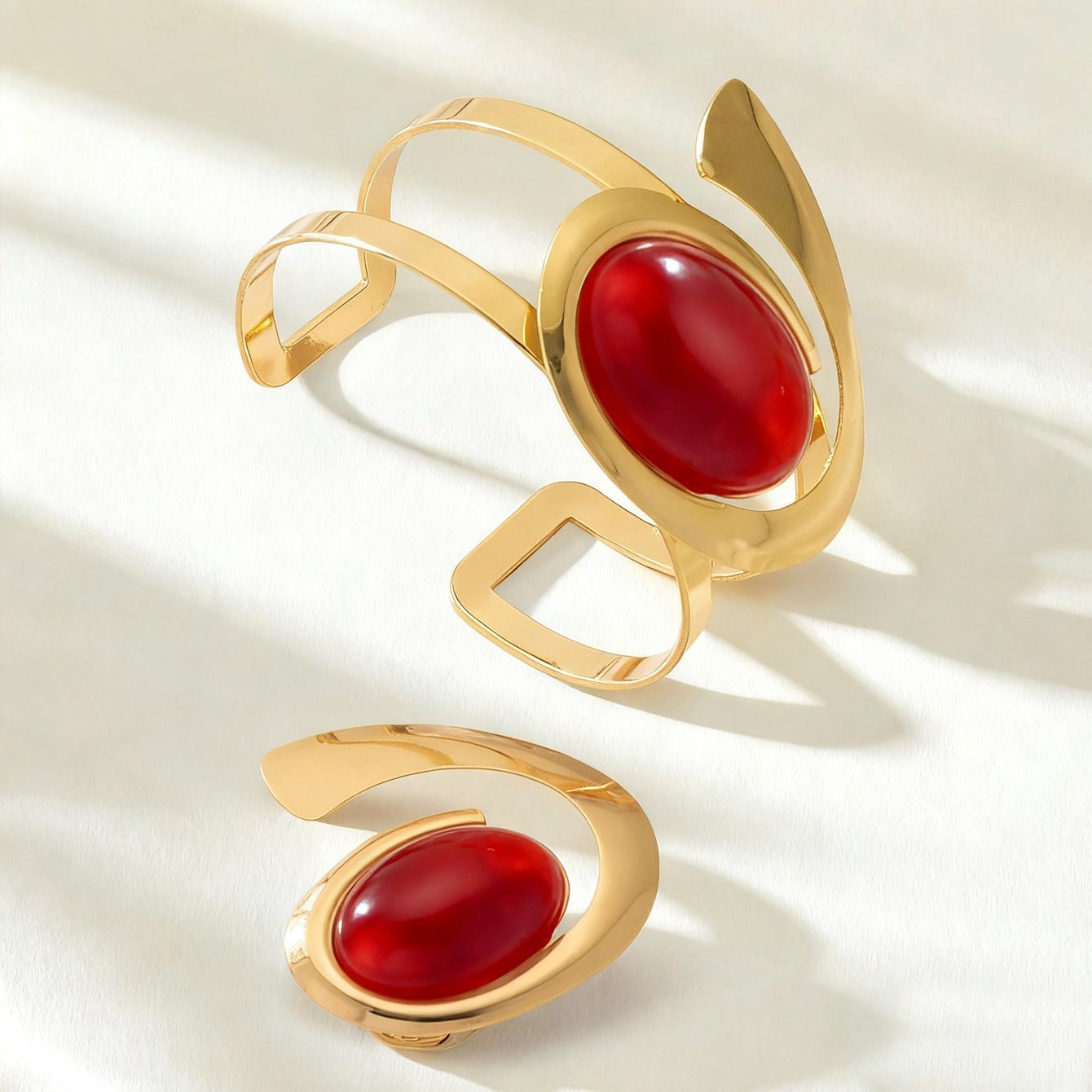 Ensemble Mode Femme Bracelet et Bague Élégants en Métal Coloré avec Électroplacage - IVOIRART.COM
