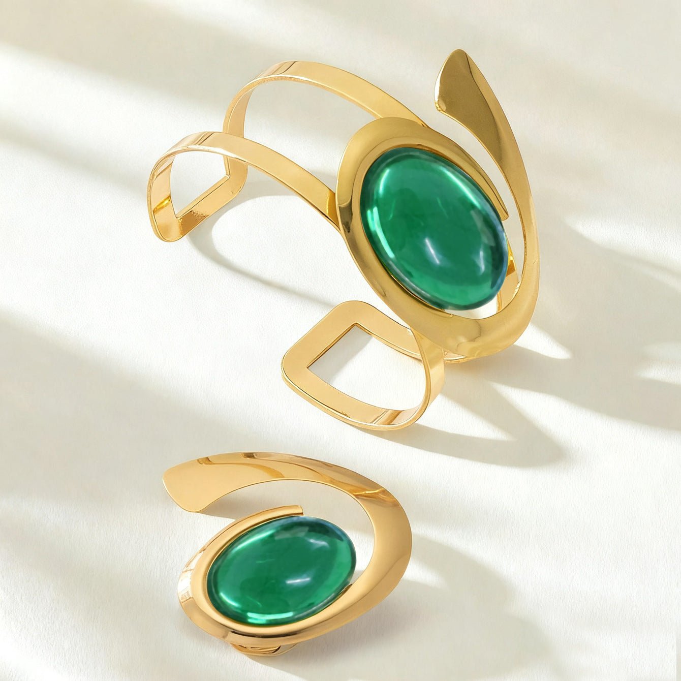 Ensemble Mode Femme Bracelet et Bague Élégants en Métal Coloré avec Électroplacage - IVOIRART.COM