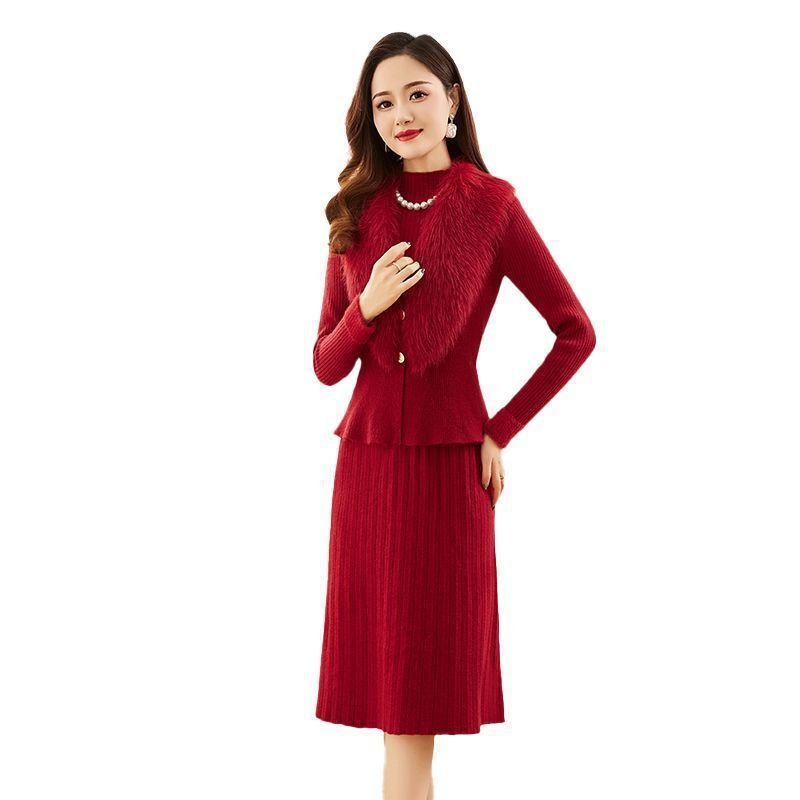 Ensemble pull fin et jupe chic ajusté pour petite taille - viscose élégant femme - IVOIRART.COM