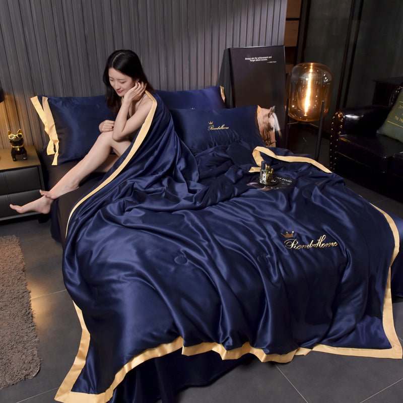 Ensemble quatre pièces en soie glacée, douce et respectueuse de la peau, simple et élégante - IVOIRART.COM