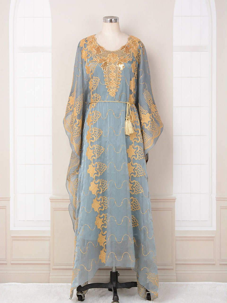 Ensemble Robe Longue et Jupe Maxi Brodée Perles Élégance Soirée - IVOIRART.COM