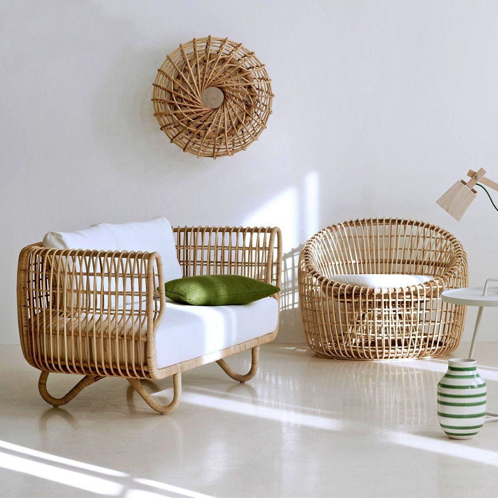 Ensemble salon extérieur avec canapé, chaise en rotin tressé et table basse - IVOIRART.COM