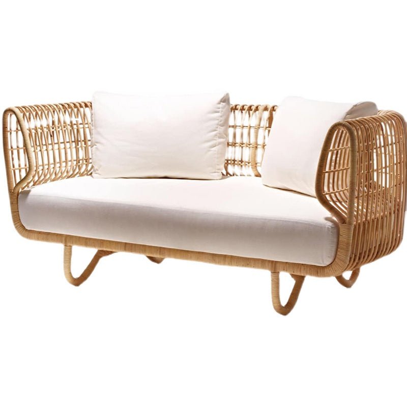 Ensemble salon extérieur avec canapé, chaise en rotin tressé et table basse - IVOIRART.COM
