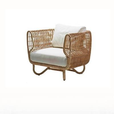 Ensemble salon extérieur avec canapé, chaise en rotin tressé et table basse - IVOIRART.COM