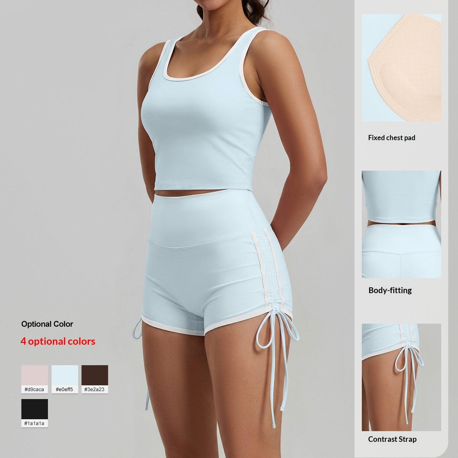 Ensemble sport 2026 printemps-été, maintien élevé, coussin poitrine intégré slim - IVOIRART.COM