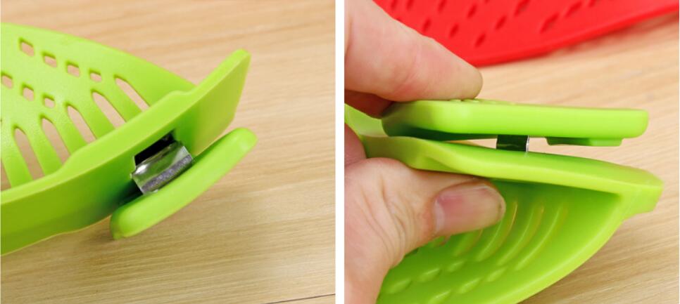 Entonnoir créatif en silicone avec clip pour casseroles, poêles et bols, passoire et égouttoir à riz, filtre à huile, adaptable à toutes tailles de casseroles - IVOIRART.COM