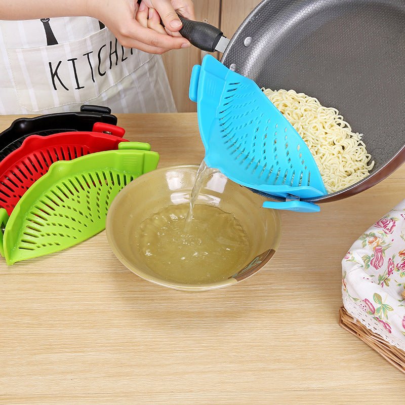 Entonnoir créatif en silicone avec clip pour casseroles, poêles et bols, passoire et égouttoir à riz, filtre à huile, adaptable à toutes tailles de casseroles - IVOIRART.COM