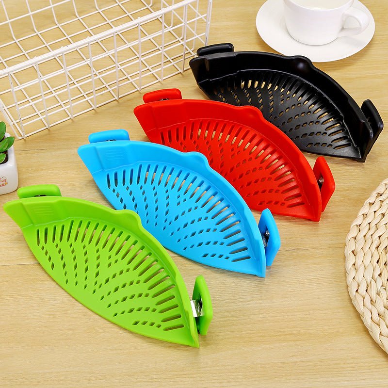 Entonnoir créatif en silicone avec clip pour casseroles, poêles et bols, passoire et égouttoir à riz, filtre à huile, adaptable à toutes tailles de casseroles - IVOIRART.COM
