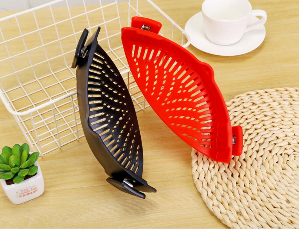 Entonnoir créatif en silicone avec clip pour casseroles, poêles et bols, passoire et égouttoir à riz, filtre à huile, adaptable à toutes tailles de casseroles - IVOIRART.COM