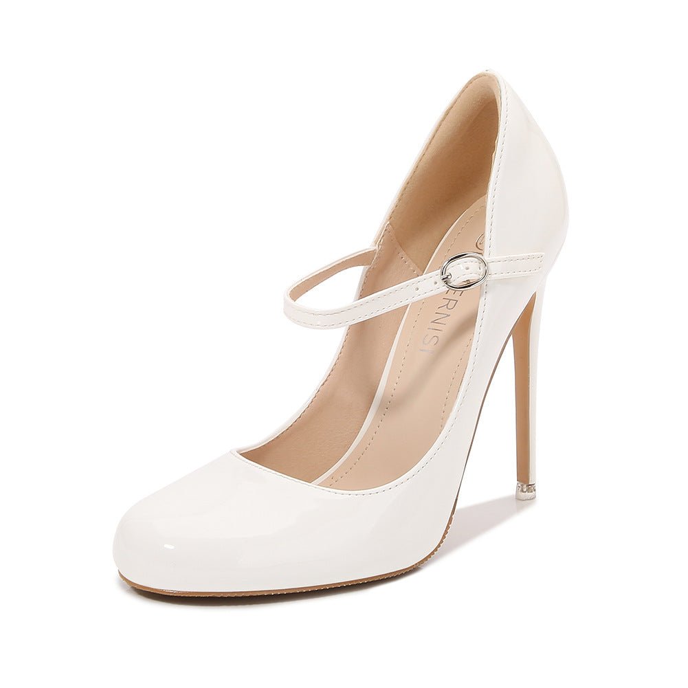 Escarpins à bout rond 12 cm grande taille avec bride poignet élégante et moderne - IVOIRART.COM