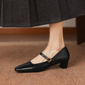 Escarpins à talon moyen en cuir pleine fleur pour femmes – Chaussures classiques à enfiler - IVOIRART.COM