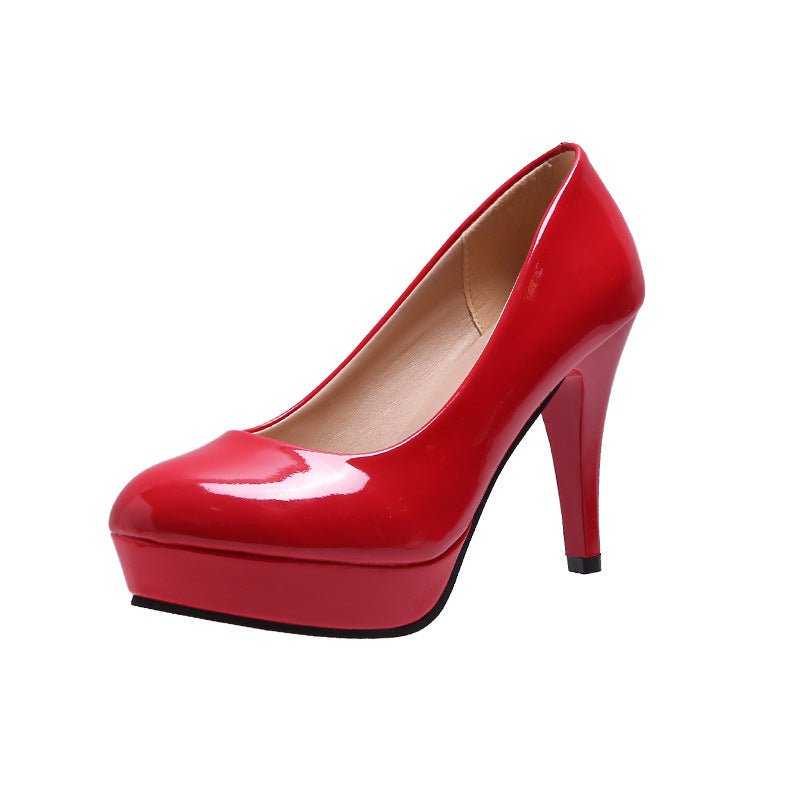 Escarpins à talons aiguilles vernies, bout rond, modèle slip-on pour femmes - IVOIRART.COM
