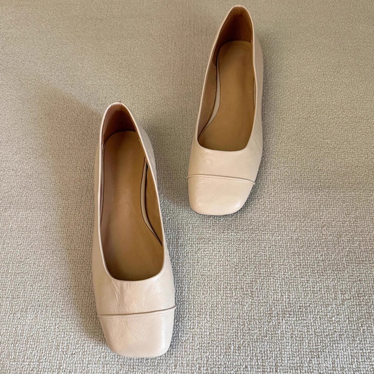 Escarpins en cuir rétro à bout carré bas pour bureau, confort quotidien - IVOIRART.COM
