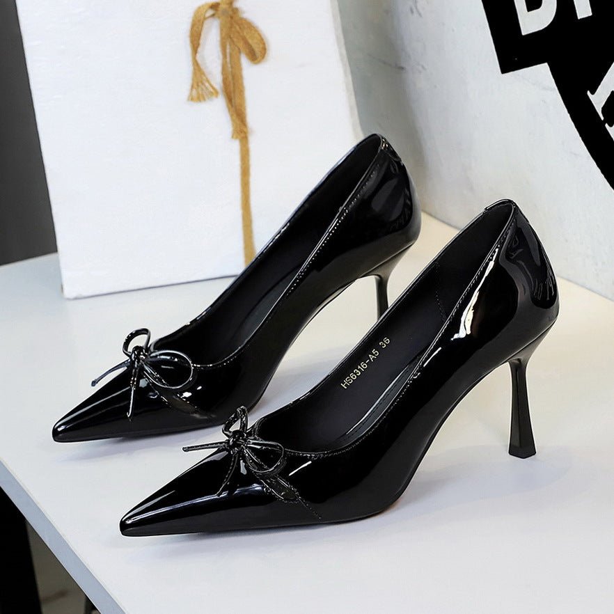 Escarpins femme à talon stiletto pointu avec nœud décoratif, coloris variés été. - IVOIRART.COM