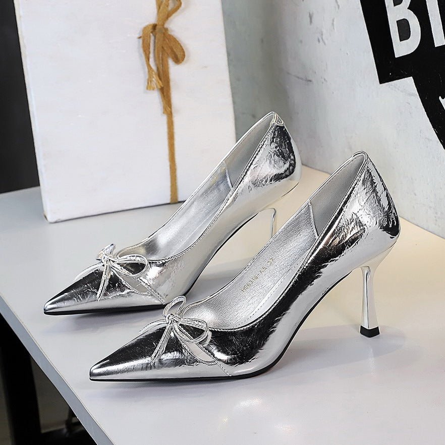 Escarpins femme à talon stiletto pointu avec nœud décoratif, coloris variés été. - IVOIRART.COM