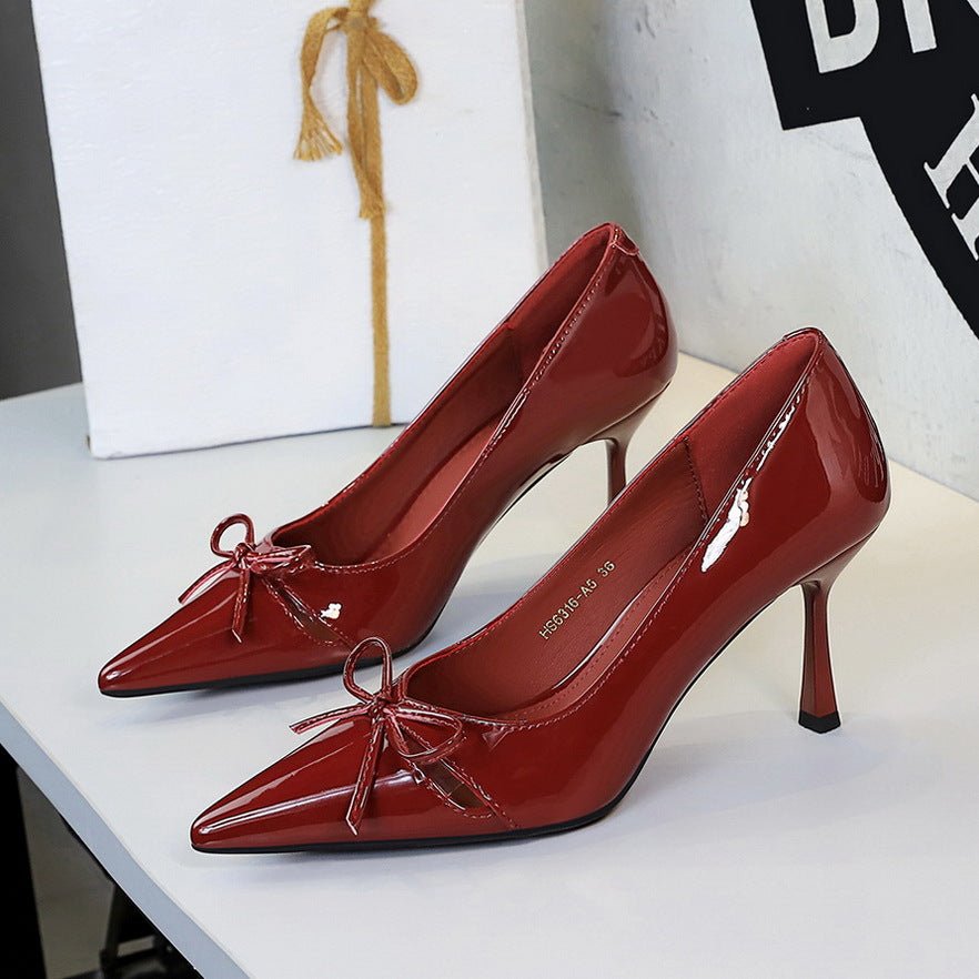 Escarpins femme à talon stiletto pointu avec nœud décoratif, coloris variés été. - IVOIRART.COM