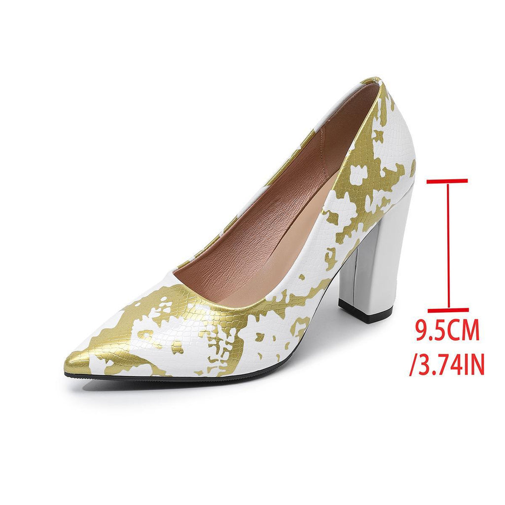 Escarpins femme décolleté bas imprimés aléatoires talons carrés 8 cm colorés mix - IVOIRART.COM