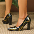 Escarpins femme décolleté bas imprimés aléatoires talons carrés 8 cm colorés mix - IVOIRART.COM
