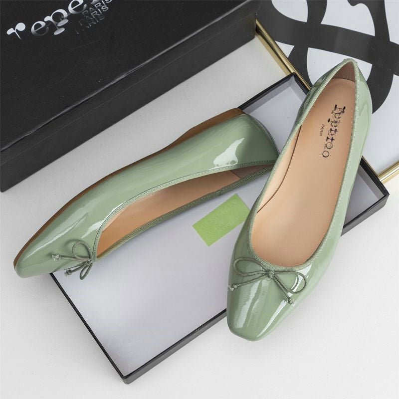 Escarpins Vintage à Bout Carré en Cuir Verni Style Français, Talon Bas - IVOIRART.COM
