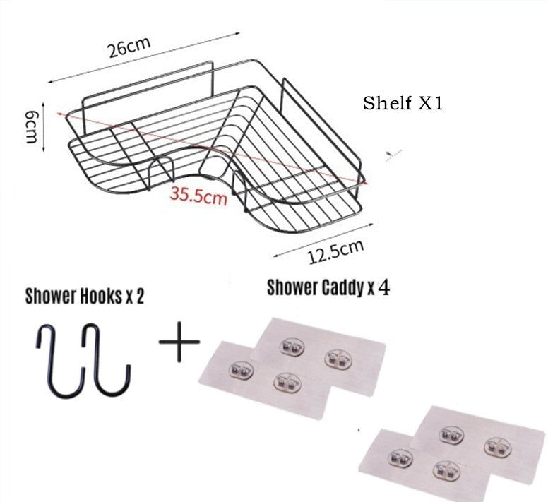 Étagère d'angle murale sans perçage pour salle de bain et cuisine, support tripode domestique - IVOIRART.COM
