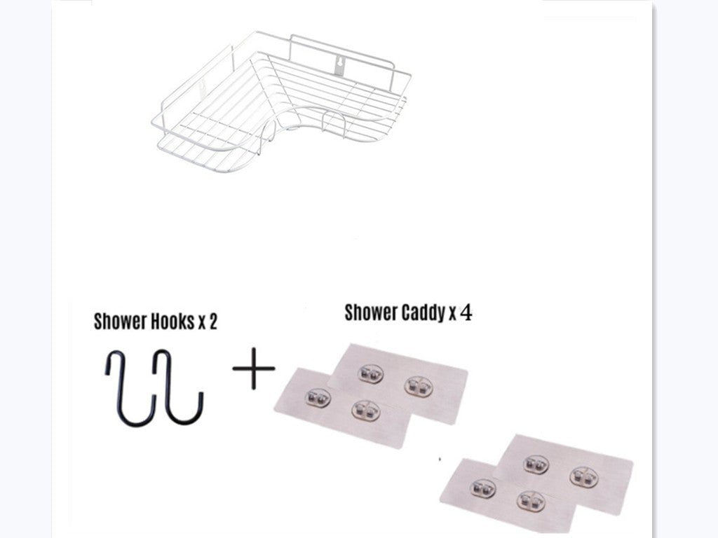 Étagère d'angle murale sans perçage pour salle de bain et cuisine, support tripode domestique - IVOIRART.COM