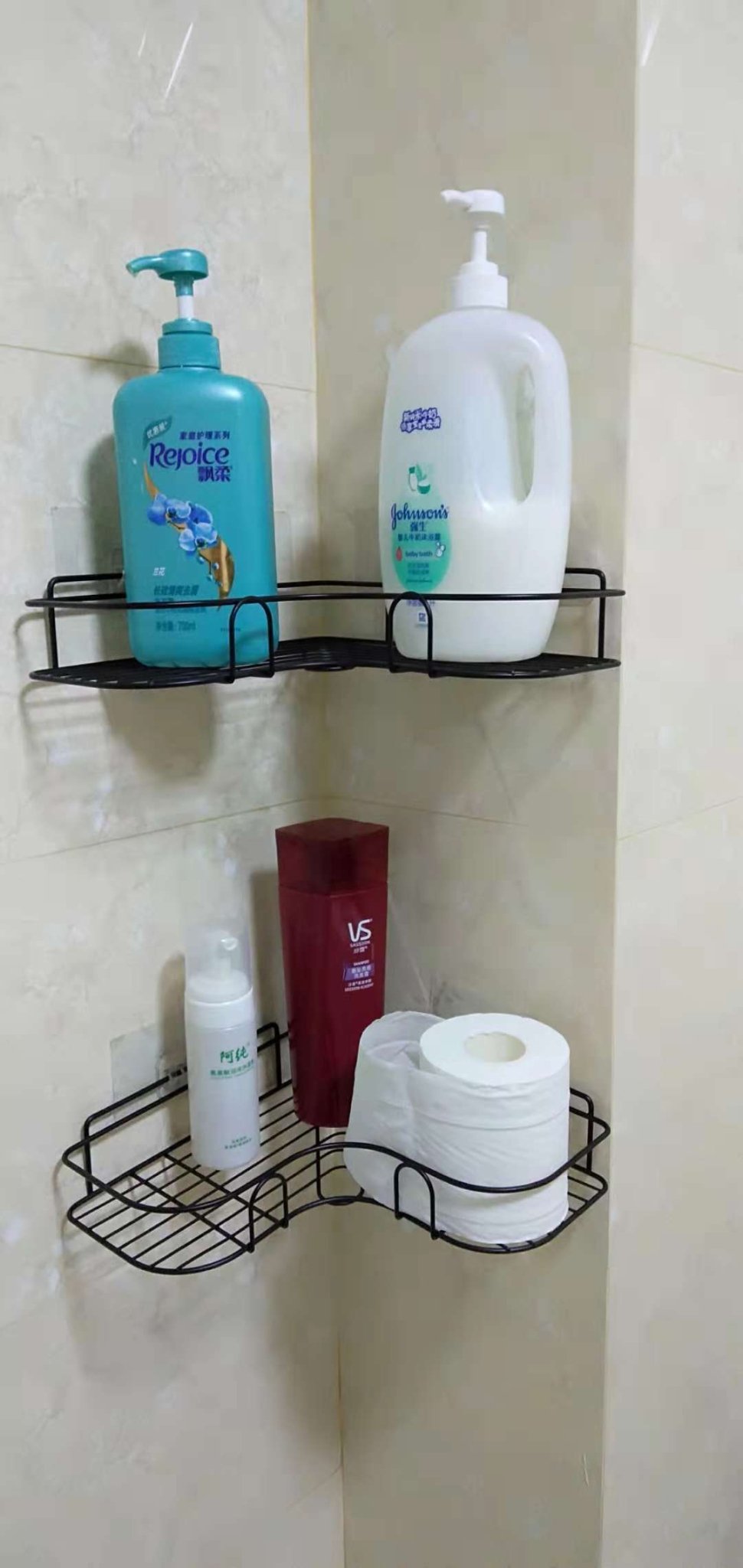 Étagère d'angle murale sans perçage pour salle de bain et cuisine, support tripode domestique - IVOIRART.COM