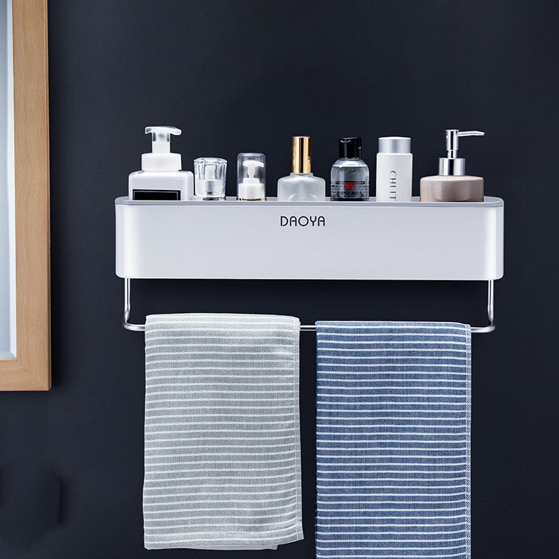 Étagère murale pour salle de bain en plastique sans perçage, finition polie, rangement polyvalent - IVOIRART.COM