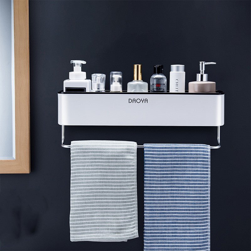 Étagère murale pour salle de bain en plastique sans perçage, finition polie, rangement polyvalent - IVOIRART.COM